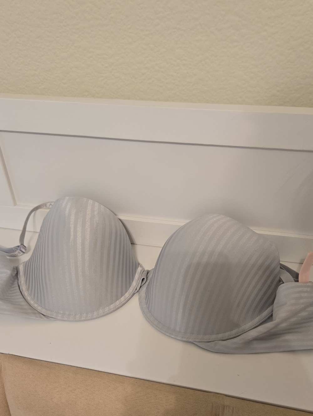 Women's Light Gray Striped T-Shirt Bra Size 32DDD Nwt